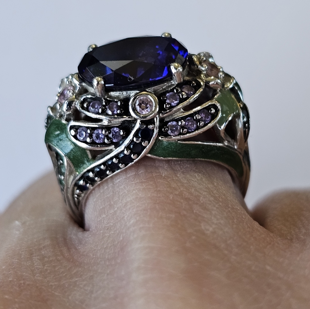 Retired Victoria Wieck Tanzanite and Amethyst Ring in Sterling Silver Sz 8! - Picture 10 of 14